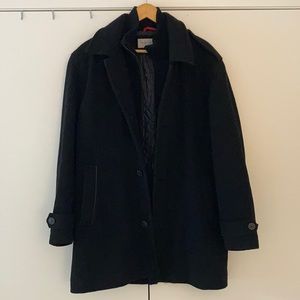 Andrew Marc New York Black Wool Pea Coat - Medium